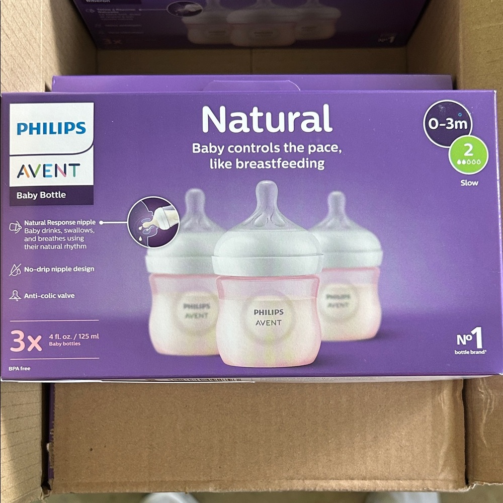 Philips Avent Natural Baby Bottle - Pink 3 pack 4 oz 0-3 months